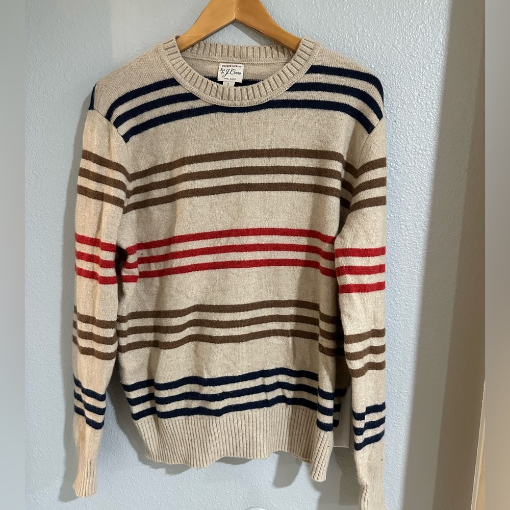 J crew rugged merino wool blend sweater size  L good condition